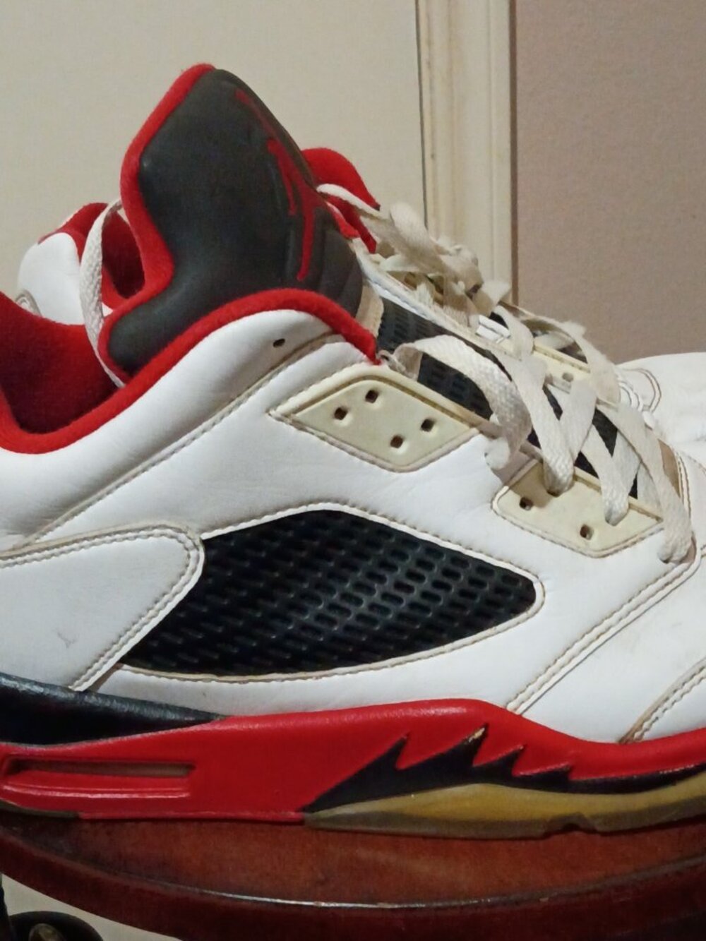 Nike Air Jordan 5 Retro Low 2015 White/Fire Red - Black 819171-101 Size 12 - Picture 14 of 15